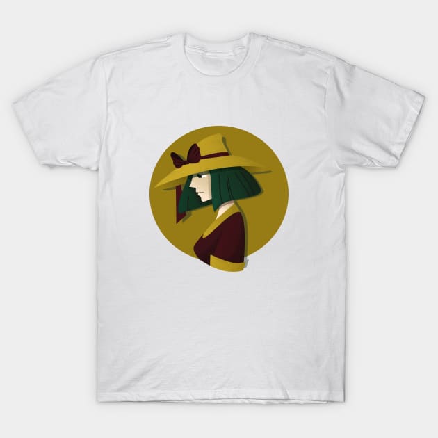 lady wearing yellow hat T-Shirt by Midori